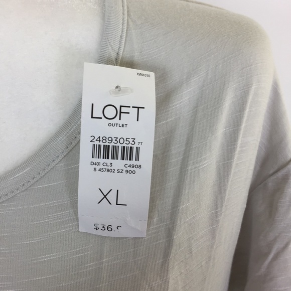 Women’s LOFT Flounce S/S Top, Lt. Gray, size XL - Picture 3 of 4